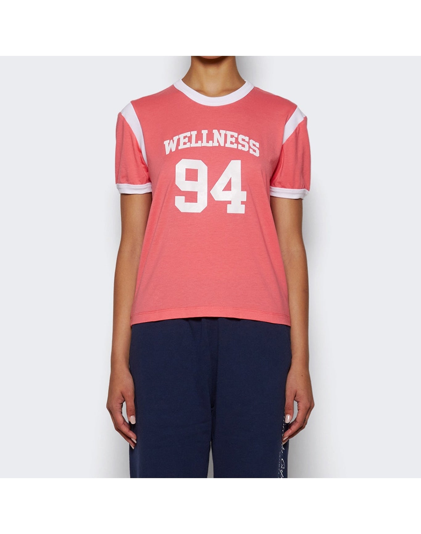 Sporty & Rich | Women | Wellness 94 Sports Tee | Cotton Candy x White