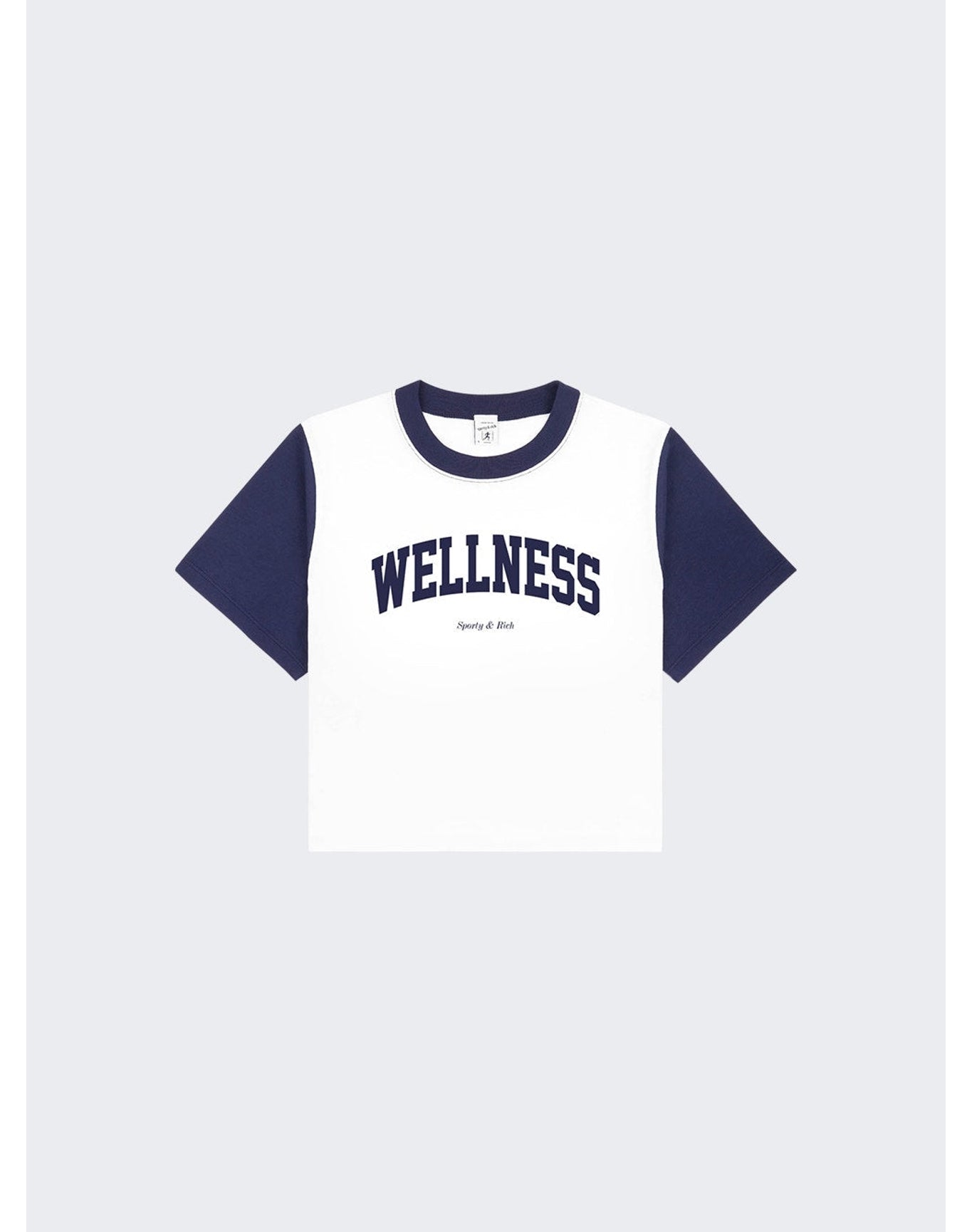 Sporty & Rich | Women | Wellness Ivy Cropped Tee | White x Navy