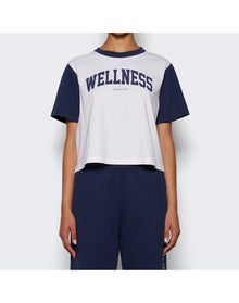 Sporty & Rich | Women | Wellness Ivy Cropped Tee | White x Navy