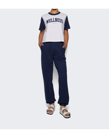 Sporty & Rich | Women | Wellness Ivy Cropped Tee | White x Navy