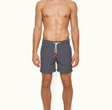 Standard Geometric Mid-Length Drawcord Swim Shorts | Midnight Navy
