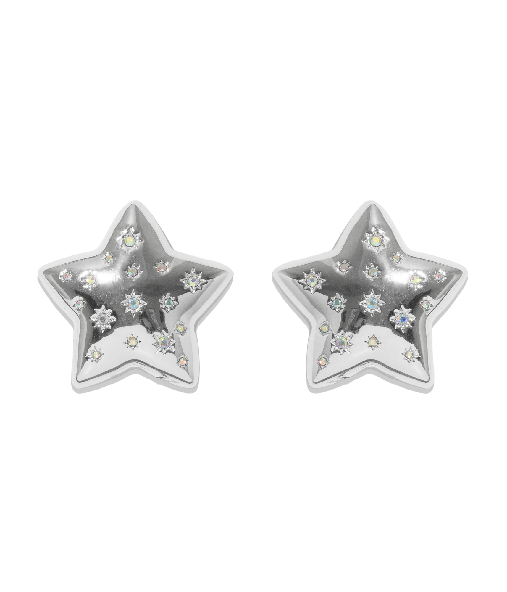 Puffy Star Earrings in Silver - Loren Hope