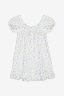 Starlet Poplin Mini Dress in Periwinkle Blue and White Floral Print