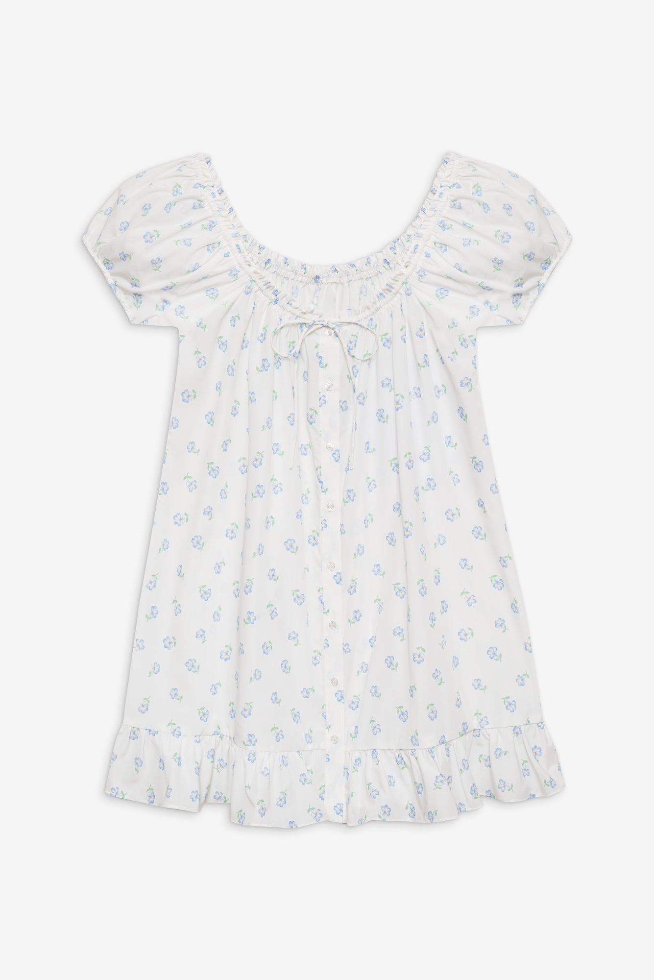 Starlet Poplin Mini Dress in Periwinkle Blue and White Floral Print