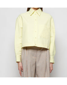 Stella McCartney | Women | Boxy Cropped Long Sleeve Shirt | Sherbert Yellow
