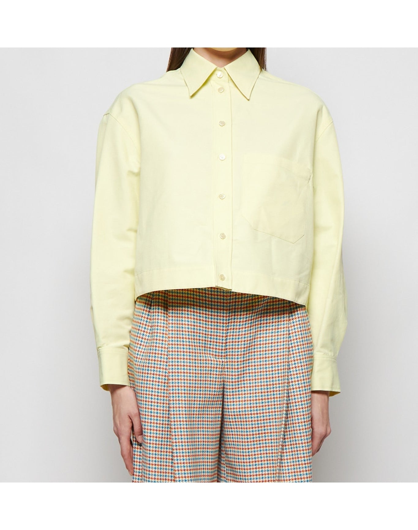 Stella McCartney | Women | Boxy Cropped Long Sleeve Shirt | Sherbert Yellow