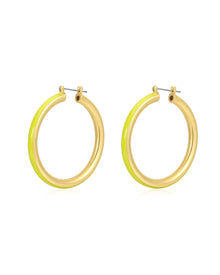 Stripe Amalfi Hoops - Neon Yellow - Gold | Plated Gold