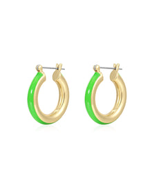 Stripe Baby Amalfi Hoops - Bright Green - Gold | Plated Gold