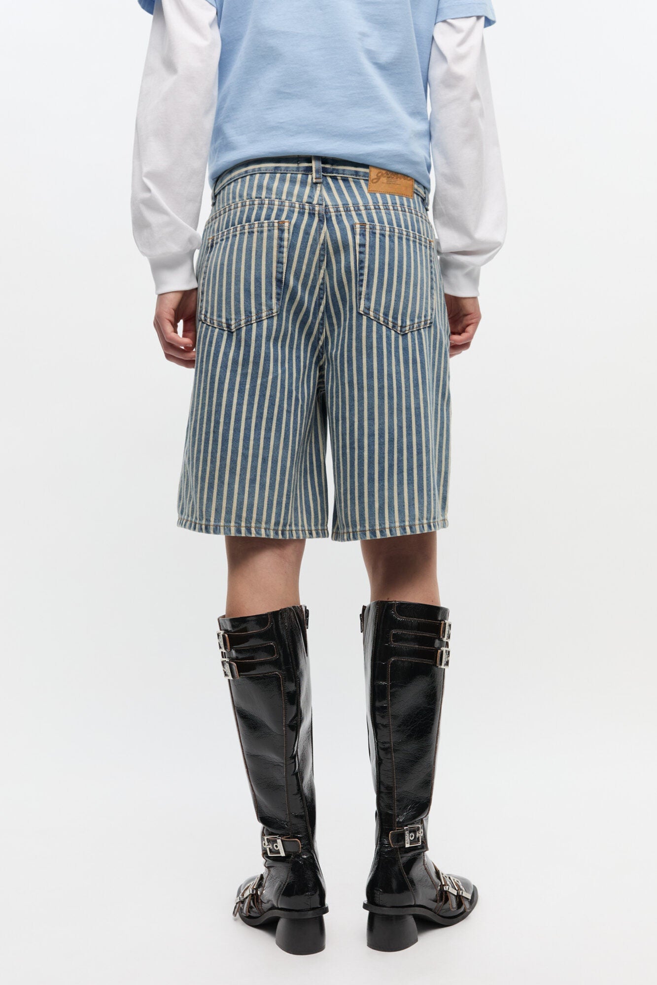 Striped Denim Shorts | Soft Chambray