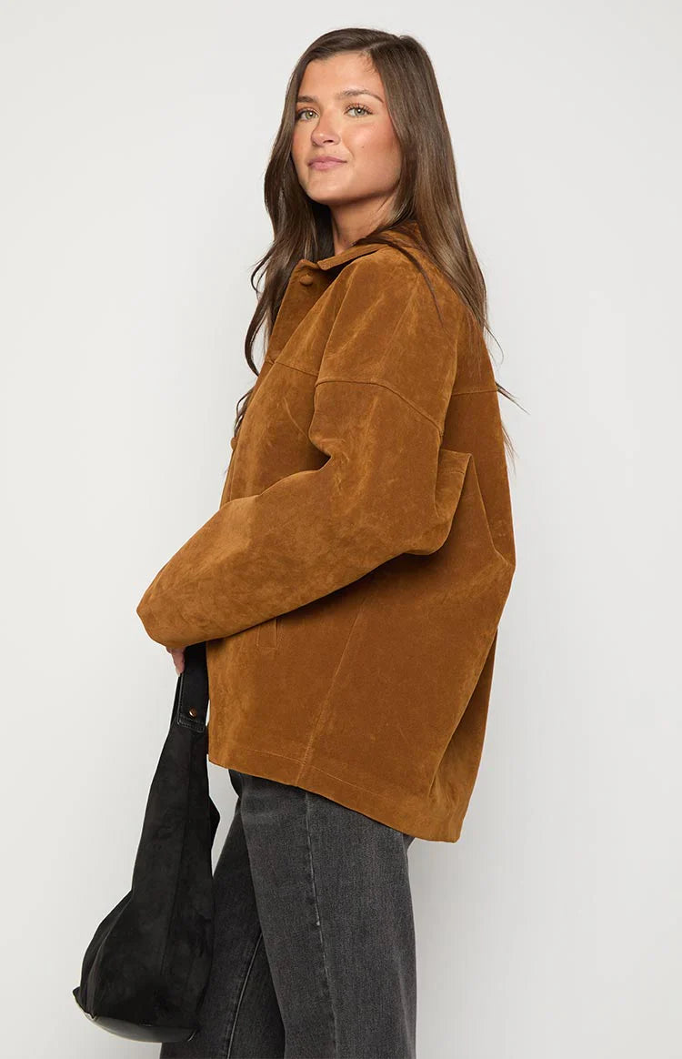 Suki Suede Oversized Jacket | Tan