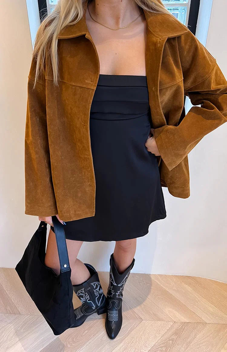 Suki Suede Oversized Jacket | Tan