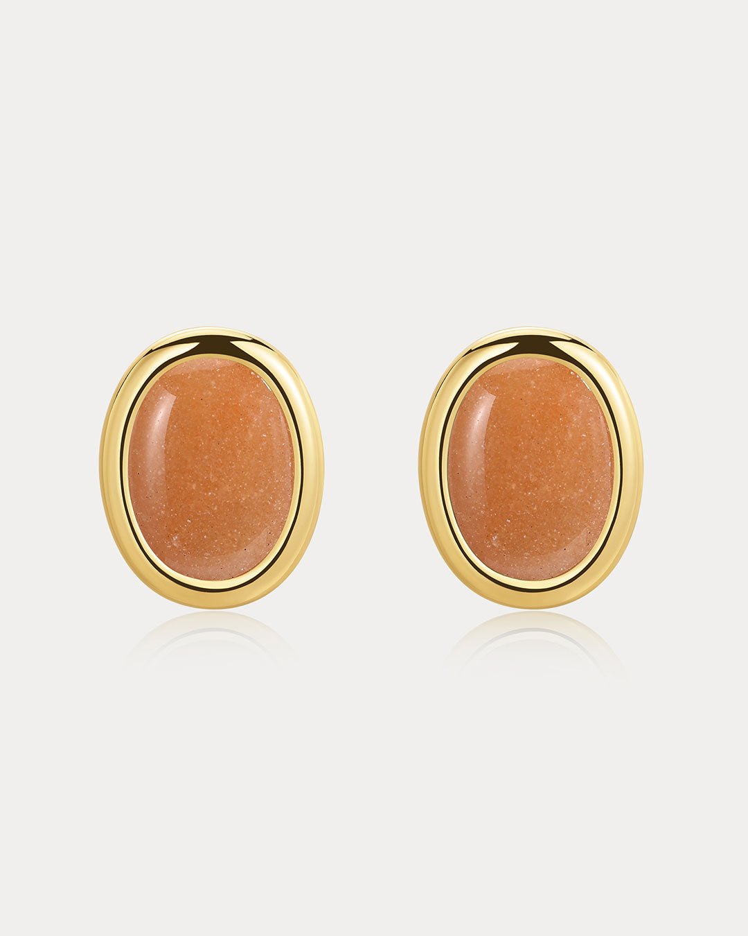 Sunset Stone Studs | Gold | Natural Aventurine