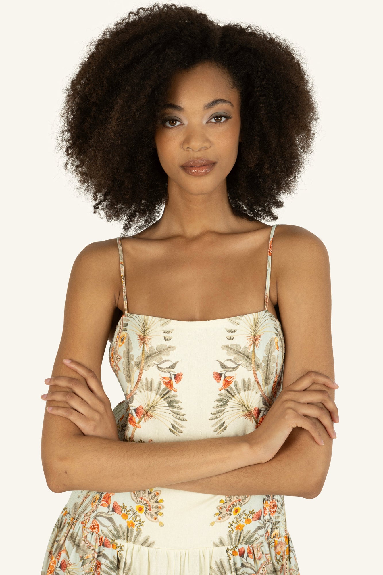 Suzy Dress | Natural Floral Road Print