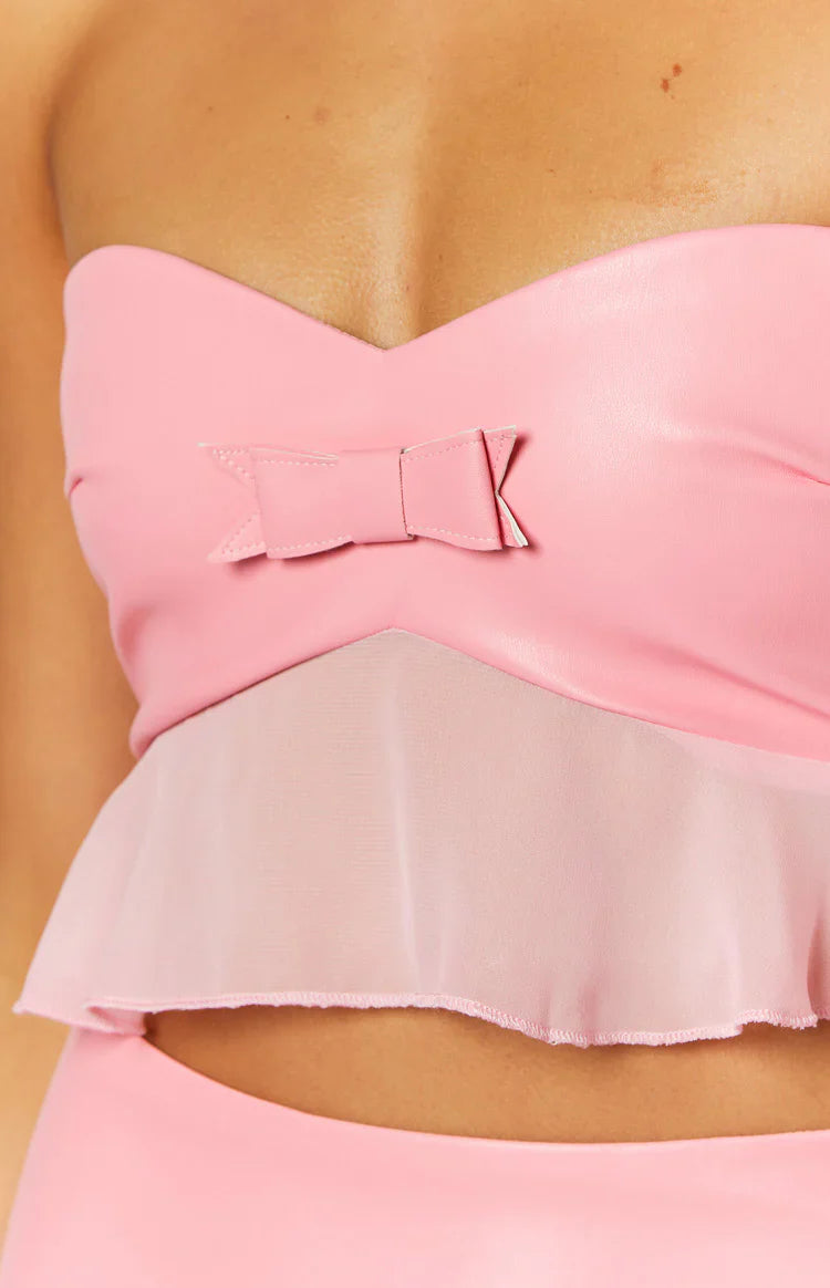 Sweetest Strapless Crop Top | Pink