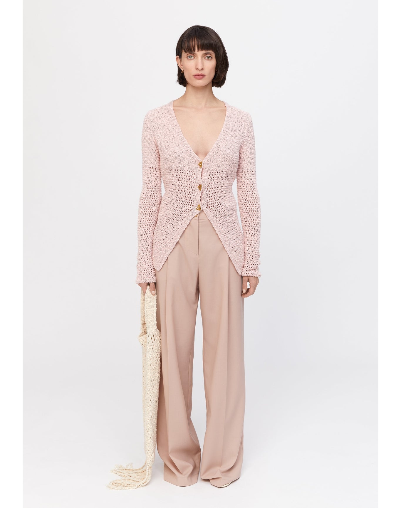 Sylvie | Rustic Knit Cardigan | Pale Rose