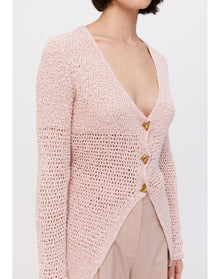 Sylvie | Rustic Knit Cardigan | Pale Rose