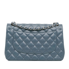 Chanel | Pre-Owned Jumbo Classic Lambskin Double Flap - I | Blue/Dark Blue
