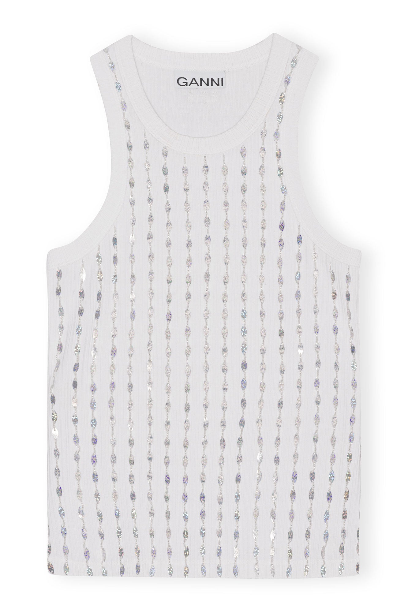 Rib Jersey Beaded Top | Bright White