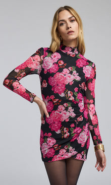 Talulla Floral Mesh Mini Dress | Black Floral Fantasy