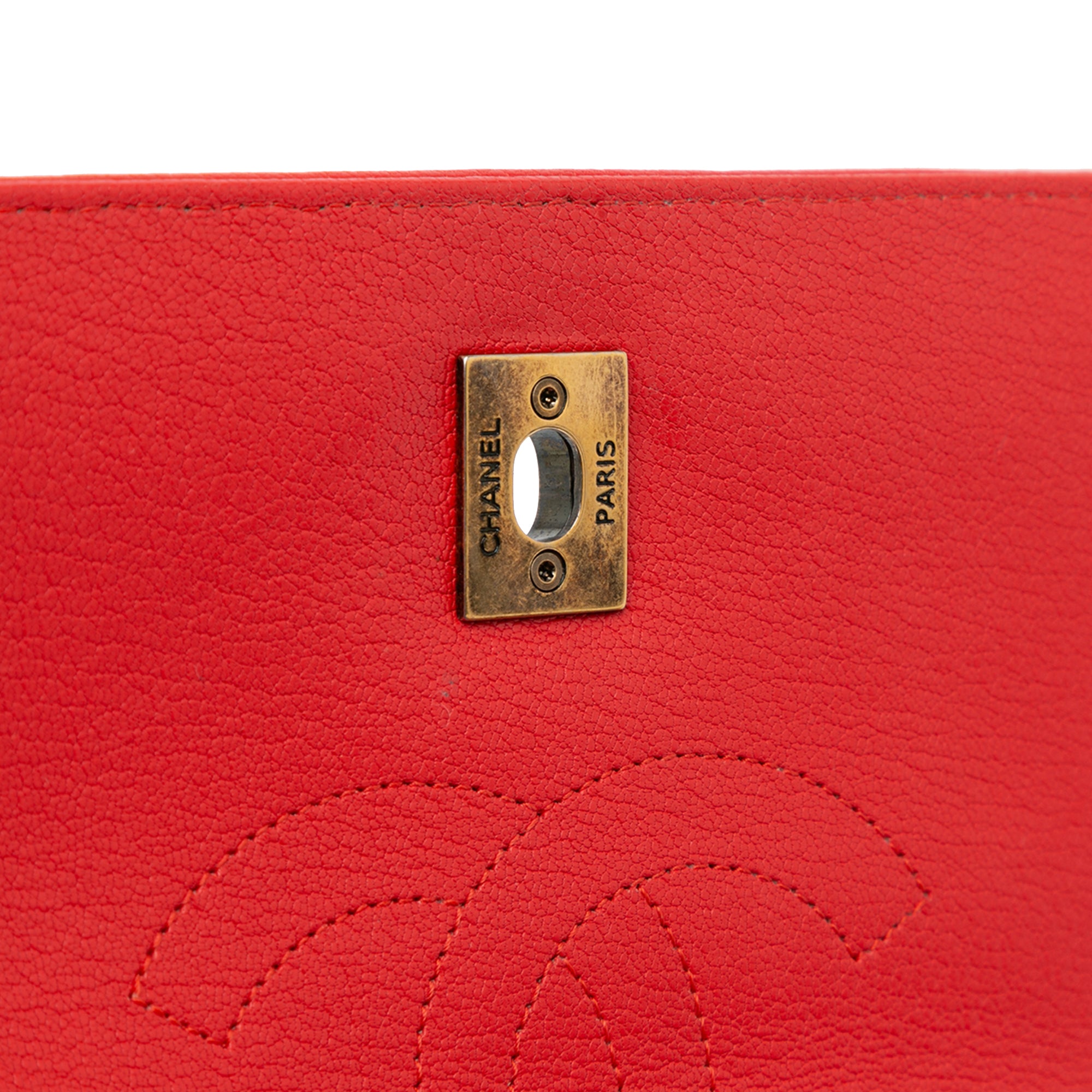 Chanel | Pre-Owned Small Diagonal Quilted Goatskin Flap | Red
