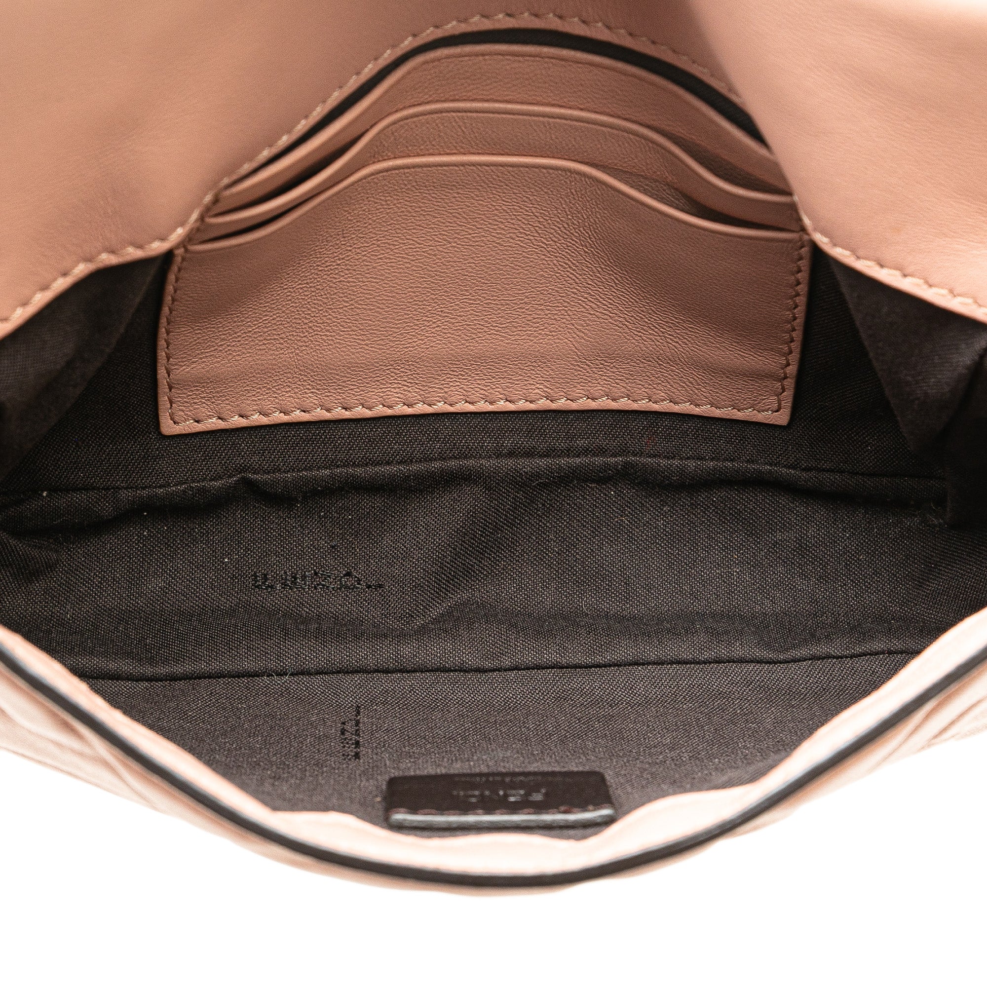 Fendi | Pre-Owned Mini Zucca Embossed Leather Baguette Satchel | Pink/Light Pink