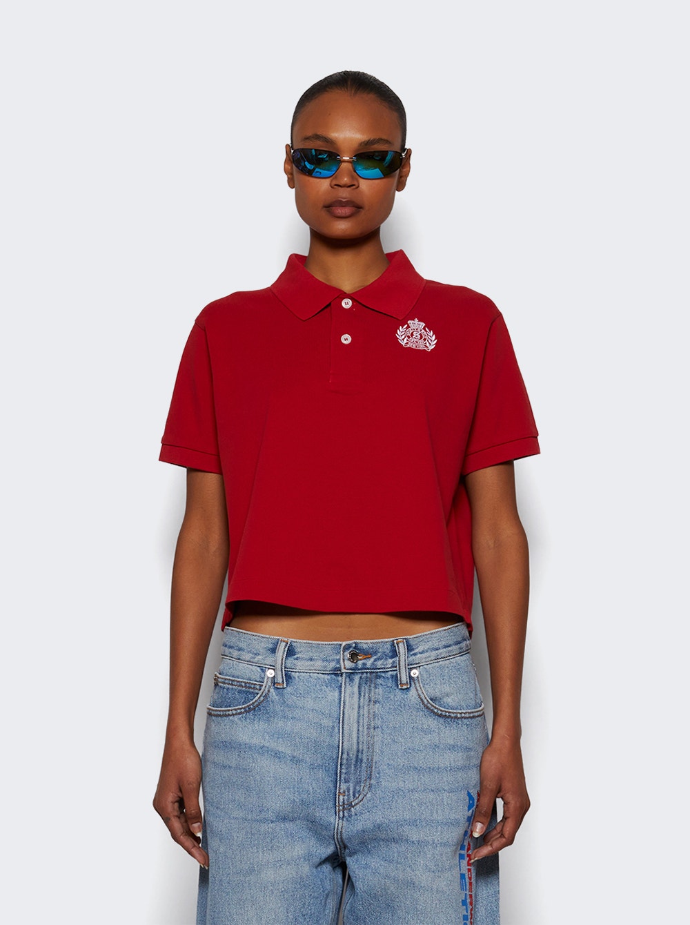 Women | Sporty & Rich | H&w Crest Pique Polo Shirt | Ruby