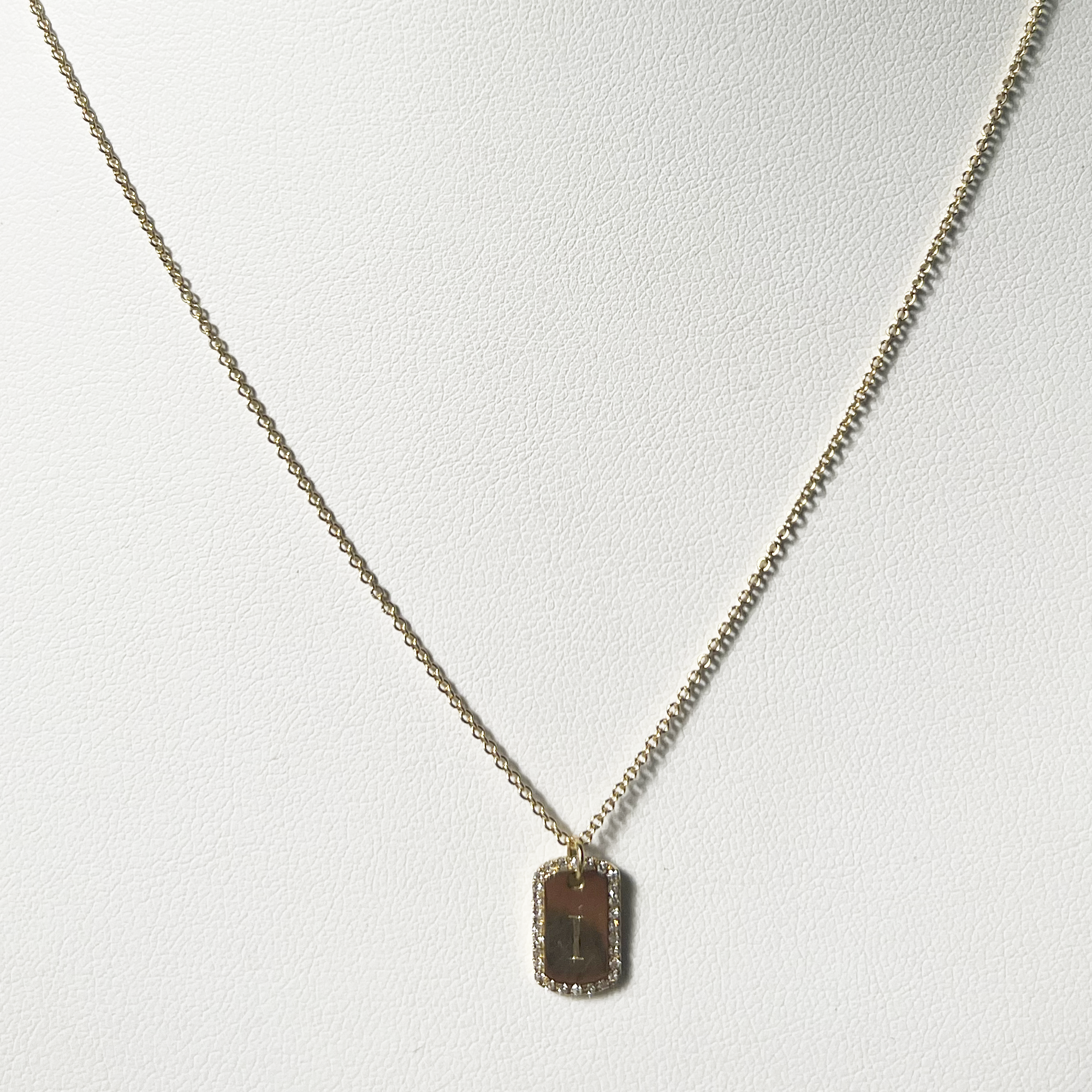 Tiny Diamond Dog Tag | 10K Yellow Gold