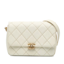 Chanel | Pre-Owned Small Quilted Caviar Chain Melody Flap - I | White/Ivory