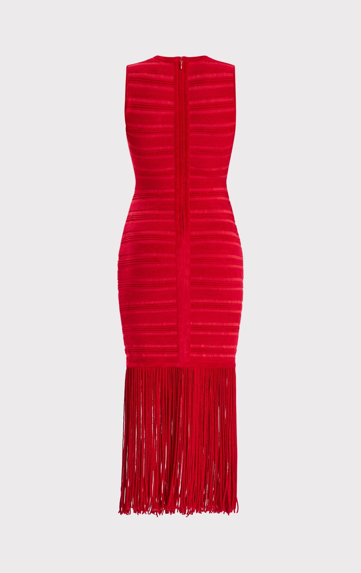 Textured Chenille Fringe Midi Dress | Rio Red