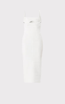 Textured Sheer Cut Out Midi Dress | Alabaster