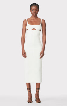 Textured Sheer Cut Out Midi Dress | Alabaster