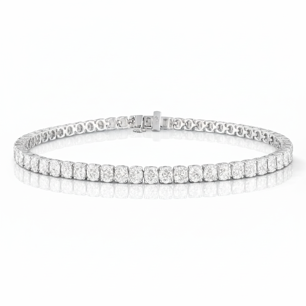 8.00 CT Oval Natural Diamond | Tennis Bracelet | 14K White Gold | J-K Color | VS Clarity