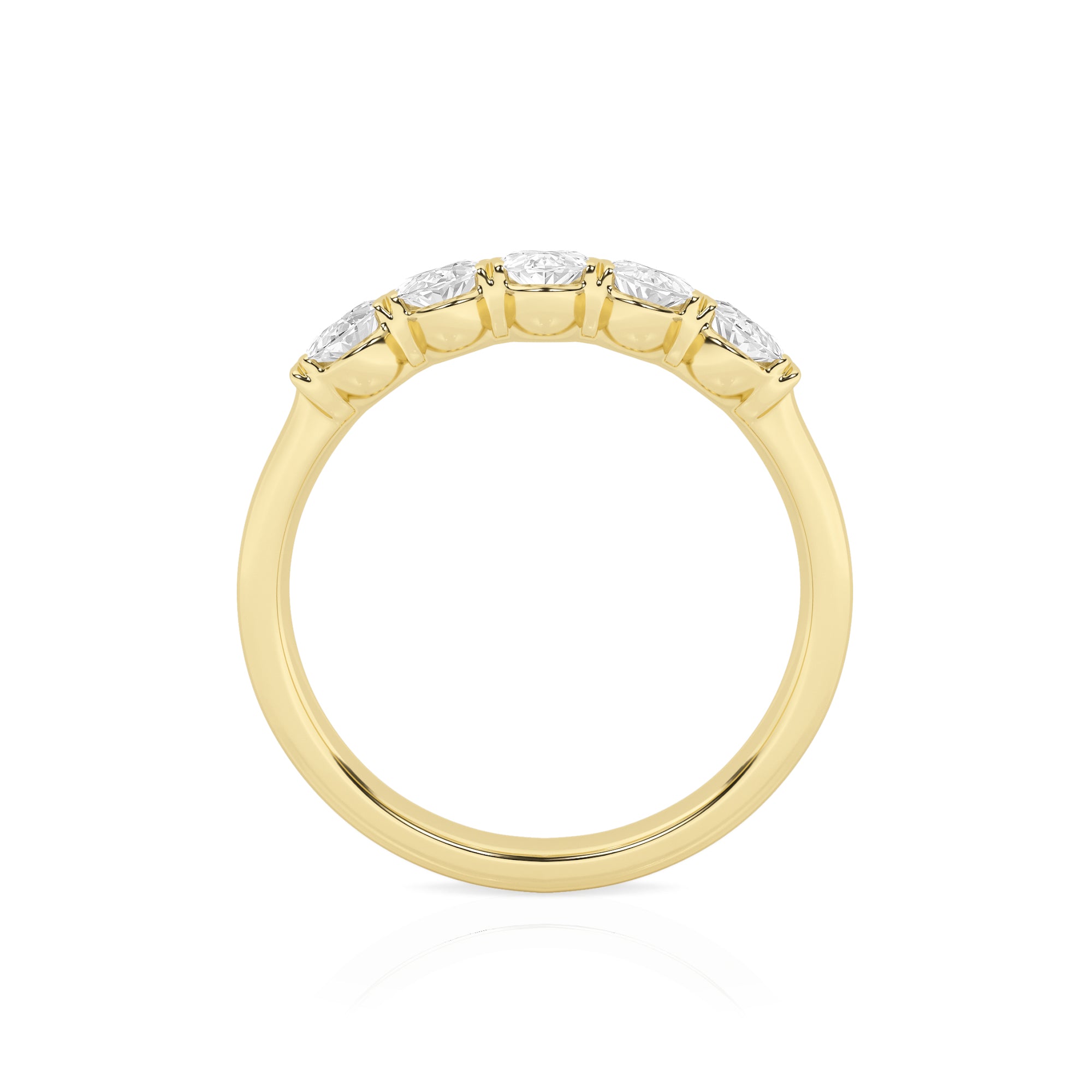 1.00 CT Oval Lab-Grown Diamond | Five Stone Anniversary Wedding Band Ring | 14K Yellow Gold | G Color | VS Clarity