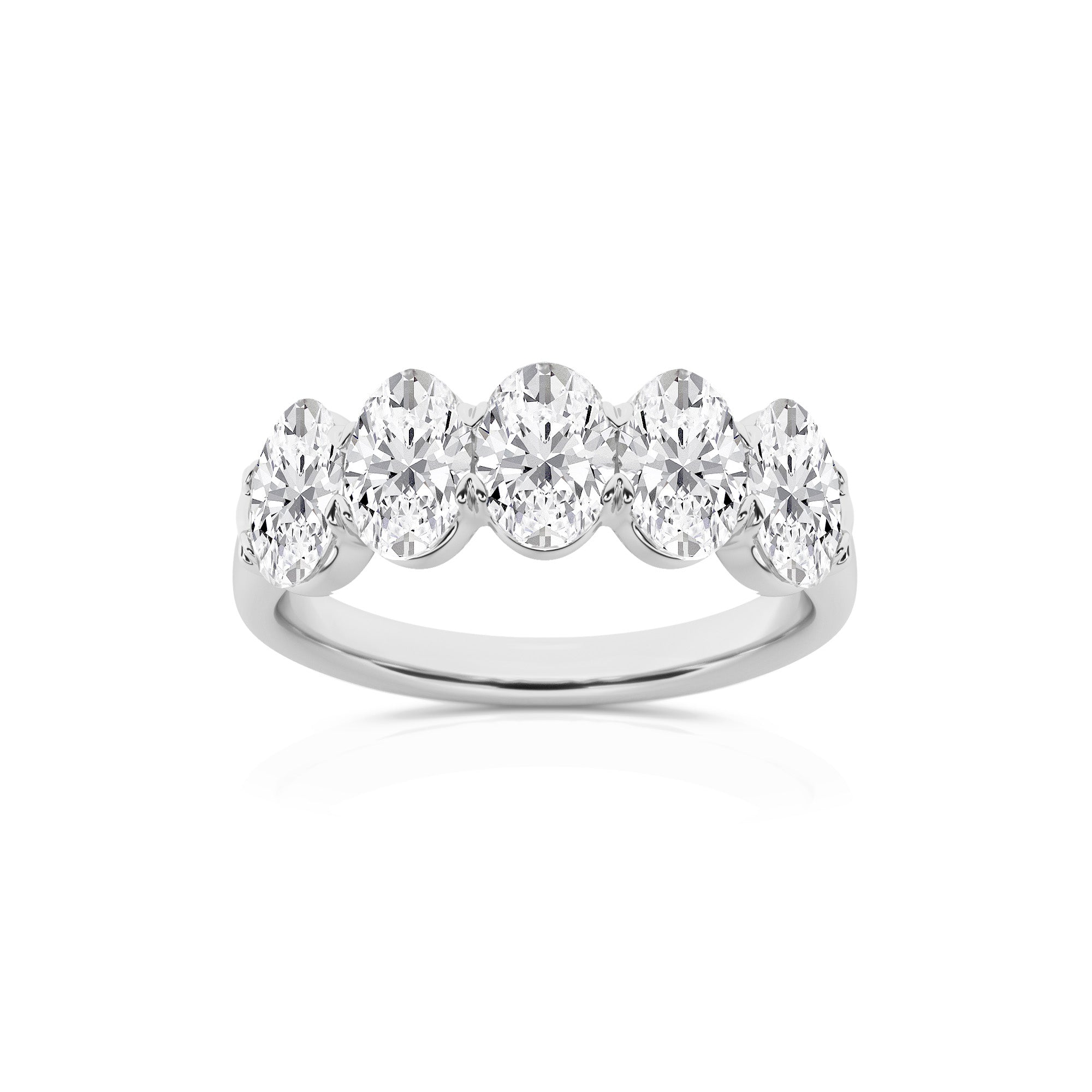 2.00 CT Oval Lab-Grown Diamond | Five Stone Anniversary Wedding Band Ring | 14K White Gold | G Color | VS Clarity