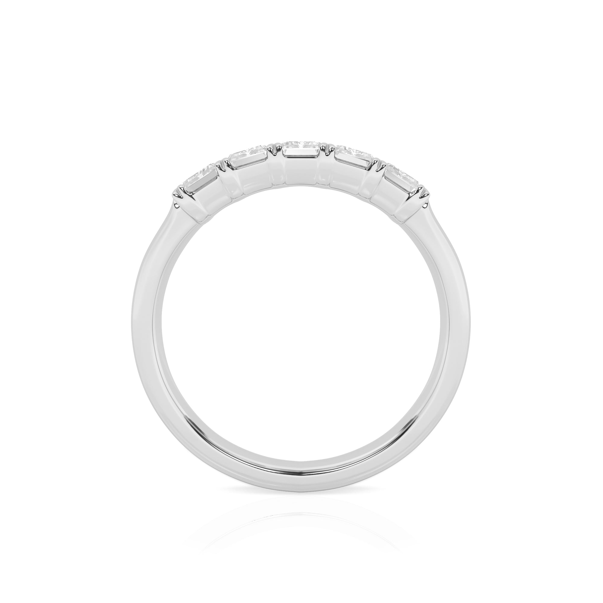 1.00 CT Emerald Lab-Grown Diamond | Five Stone Anniversary Wedding Band Ring | 14K White Gold | G Color | VS Clarity