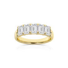 2.00 CT Emerald Lab-Grown Diamond | Five Stone Anniversary Wedding Band Ring | 14K Yellow Gold | G Color | VS Clarity