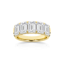 5.00 CT Emerald Lab-Grown Diamond | Five Stone Anniversary Wedding Band Ring | 14K Yellow Gold | G Color | VS Clarity