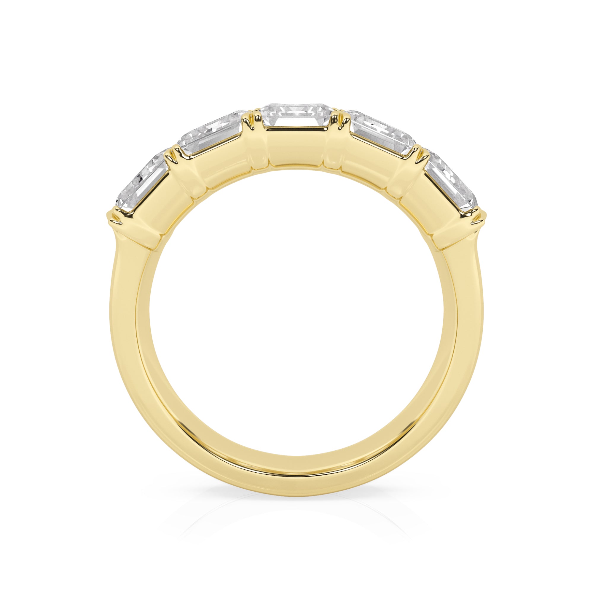 5.00 CT Emerald Lab-Grown Diamond | Five Stone Anniversary Wedding Band Ring | 14K Yellow Gold | G Color | VS Clarity