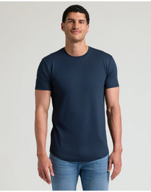 Tall Premium Pima Crew Curved Hem | Navy