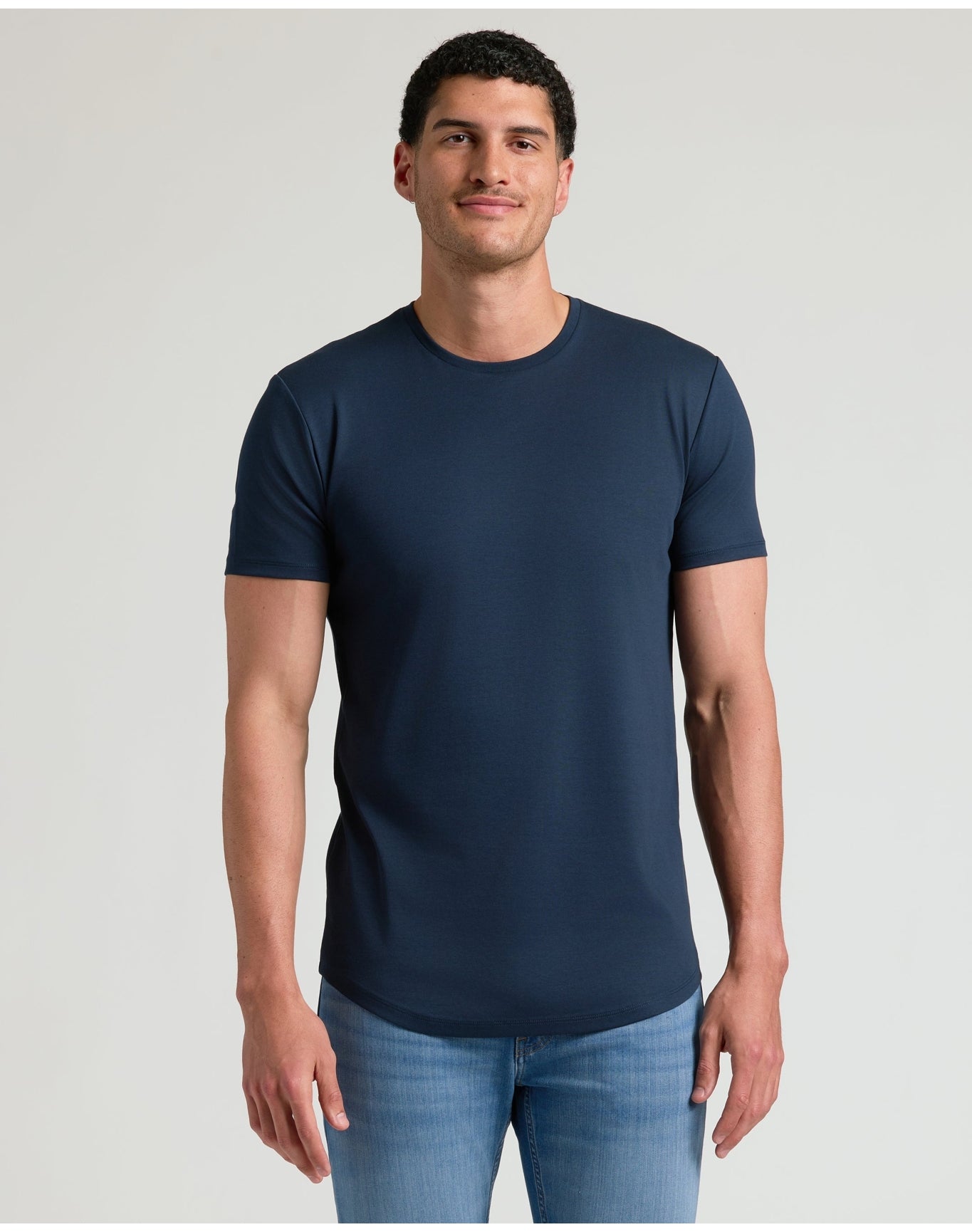 Tall Premium Pima Crew Curved Hem | Navy