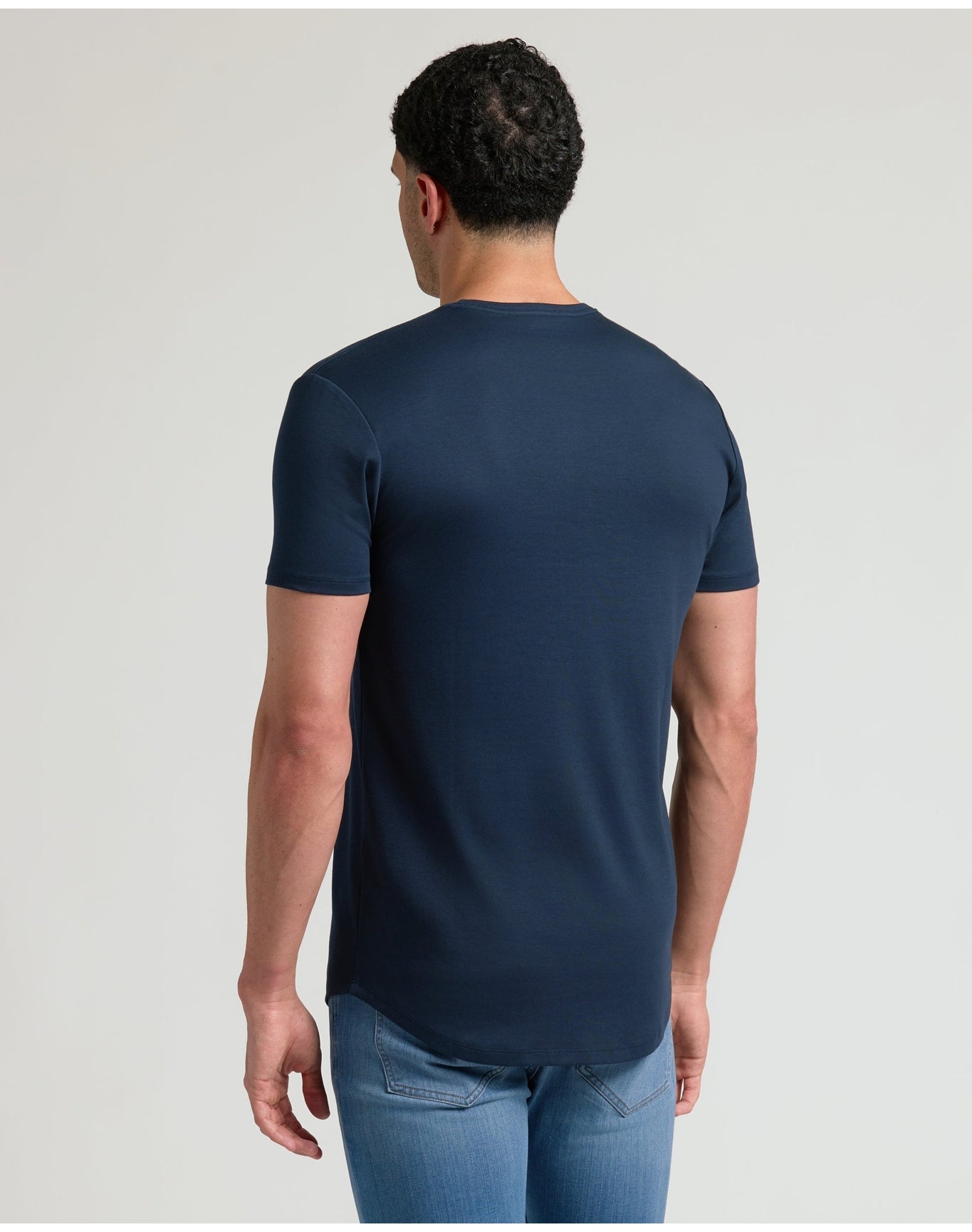 Tall Premium Pima Crew Curved Hem | Navy