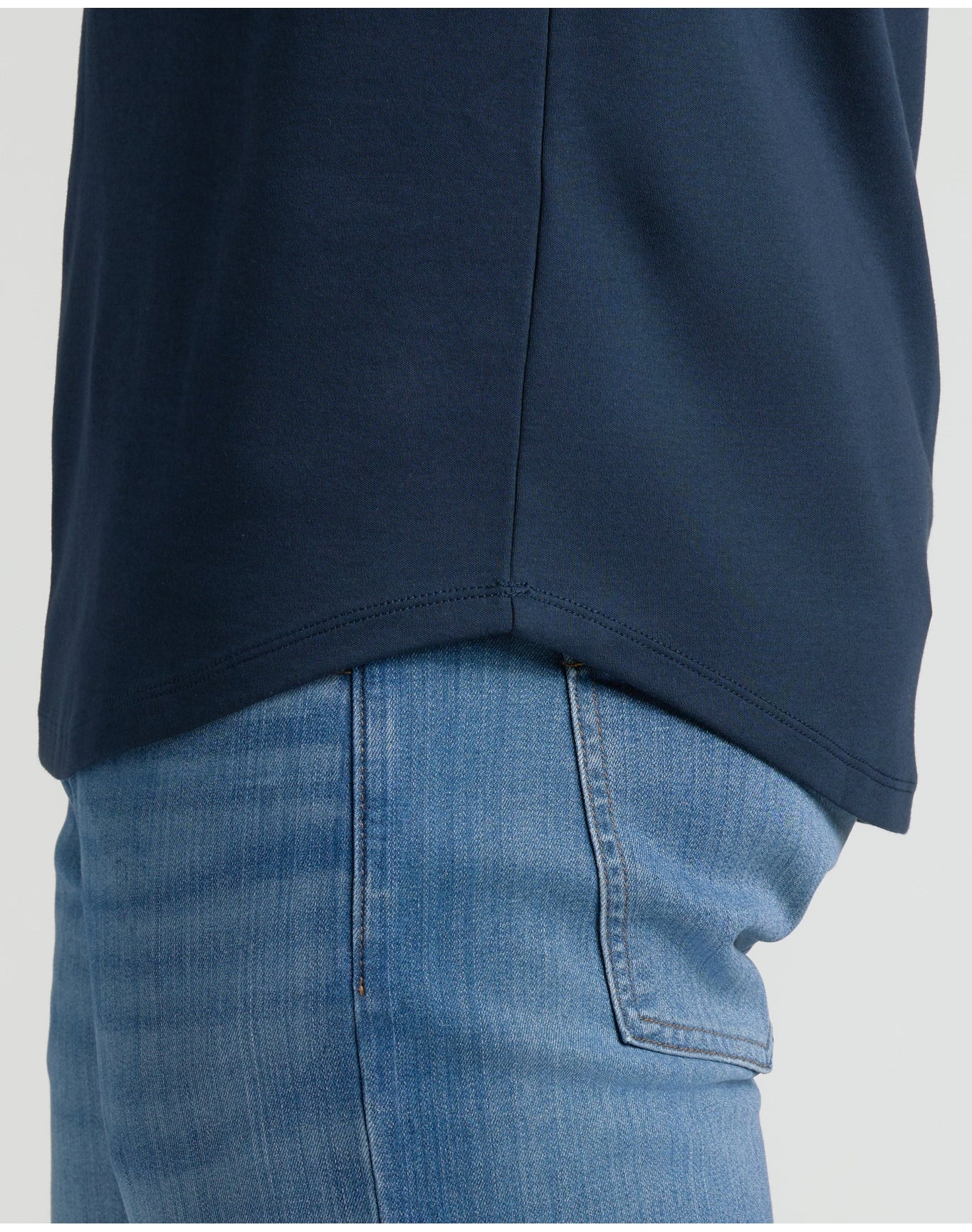 Tall Premium Pima Crew Curved Hem | Navy