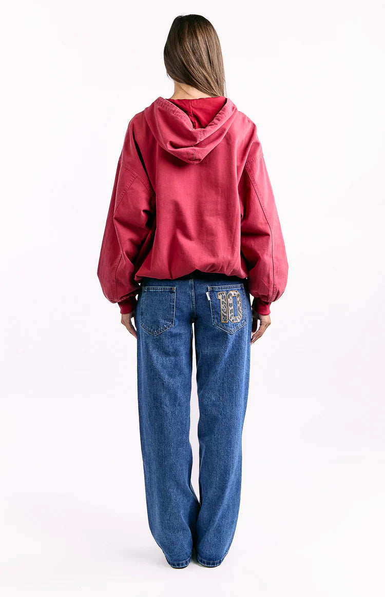 Tate Oversized Hooded Jacket | Washed Red