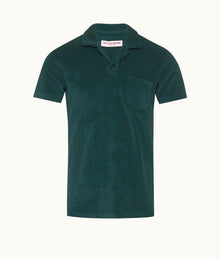 Terry Towelling Tailored Fit Cotton Towelling Polo Shirt | Peli Green