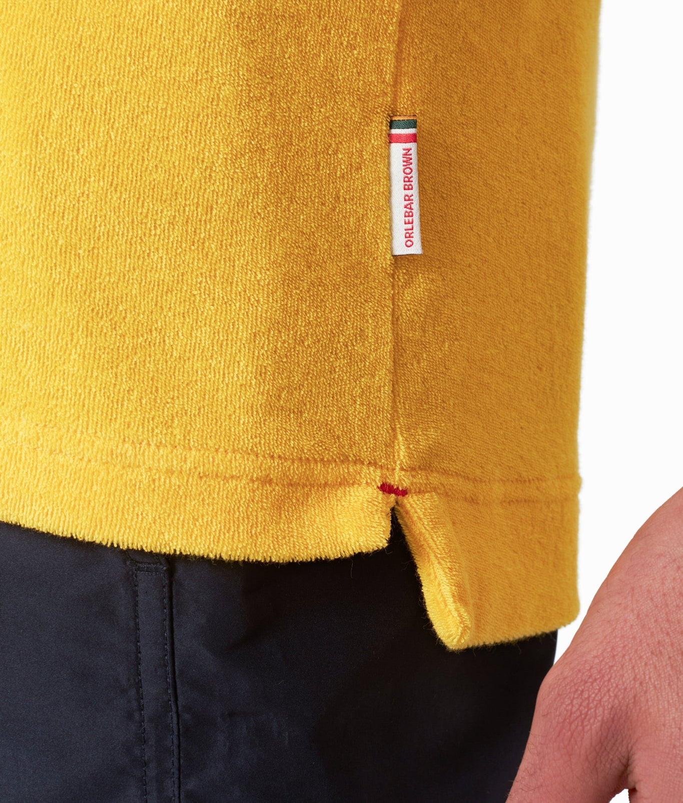 Terry Towelling Tailored Fit Cotton Towelling Polo Shirt | Yellow Blaze