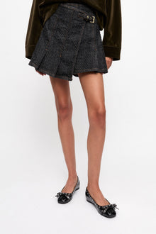 Textured Wrap Skirt | Black