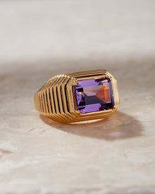 The Caroline Step - Cut Ring - Amethyst | Gold Vermeil Plated Sterling Silver