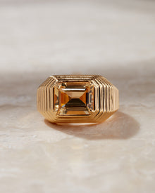 The Caroline Step - Cut Ring - Citrine | Gold Vermeil Plated Sterling Silver