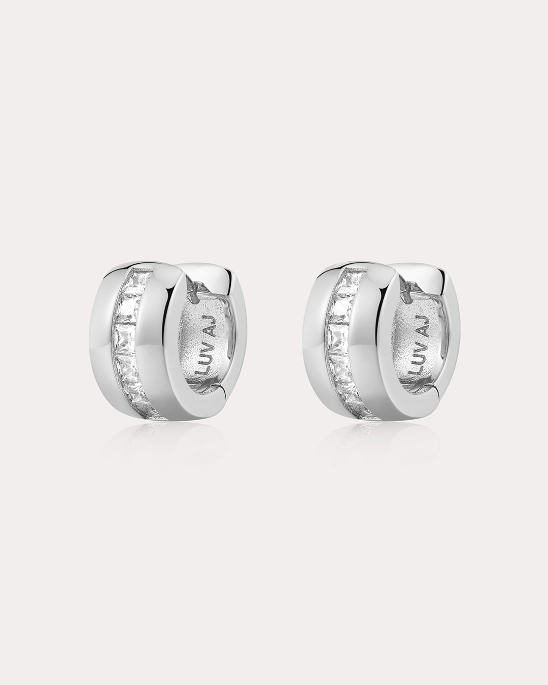 The Pave Stripe Monaco Huggies | Silver
