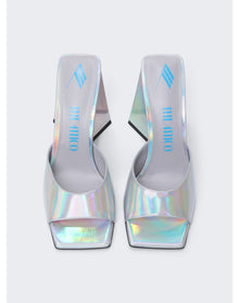 The Attico | Women | Devon Mule 115mm | Holographic Silver